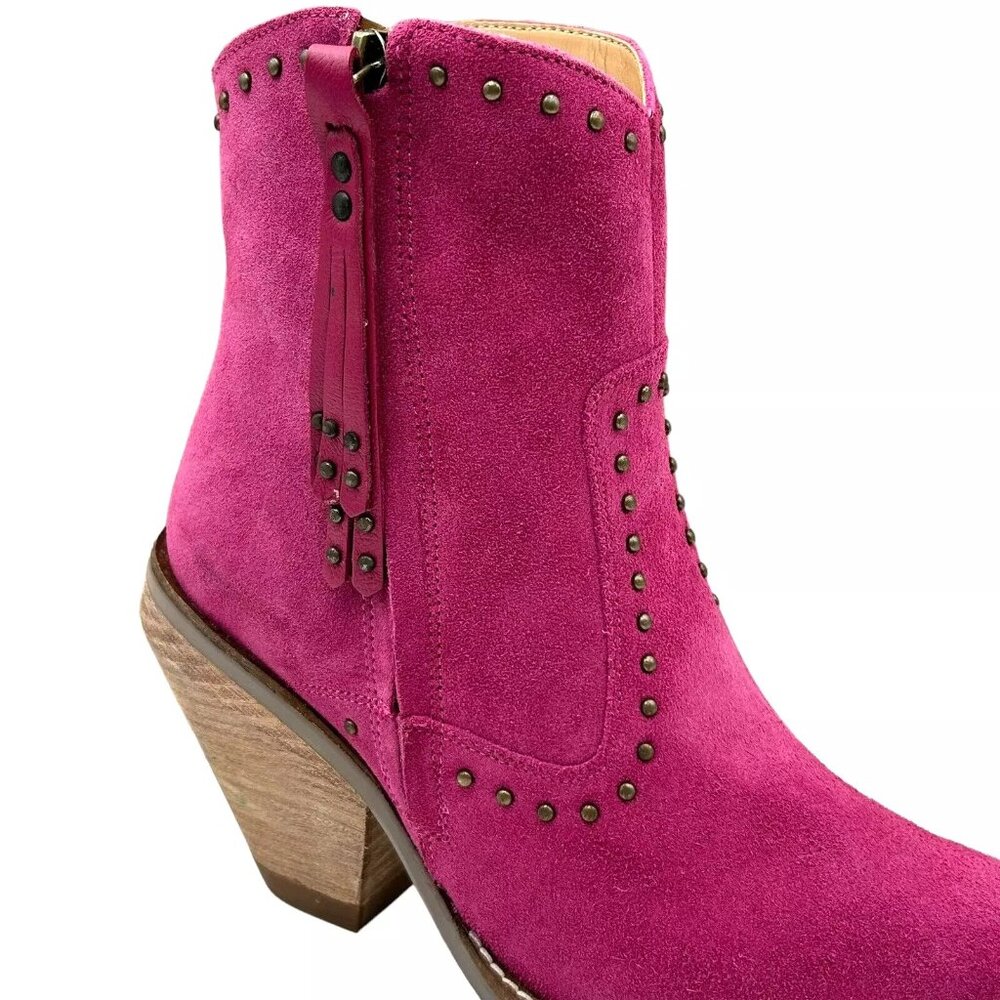 Dingo Classy N Sassy Women's Western Boot Size 8.5 Fuchsia Suede Upper Side Zip - Picture 3 of 13